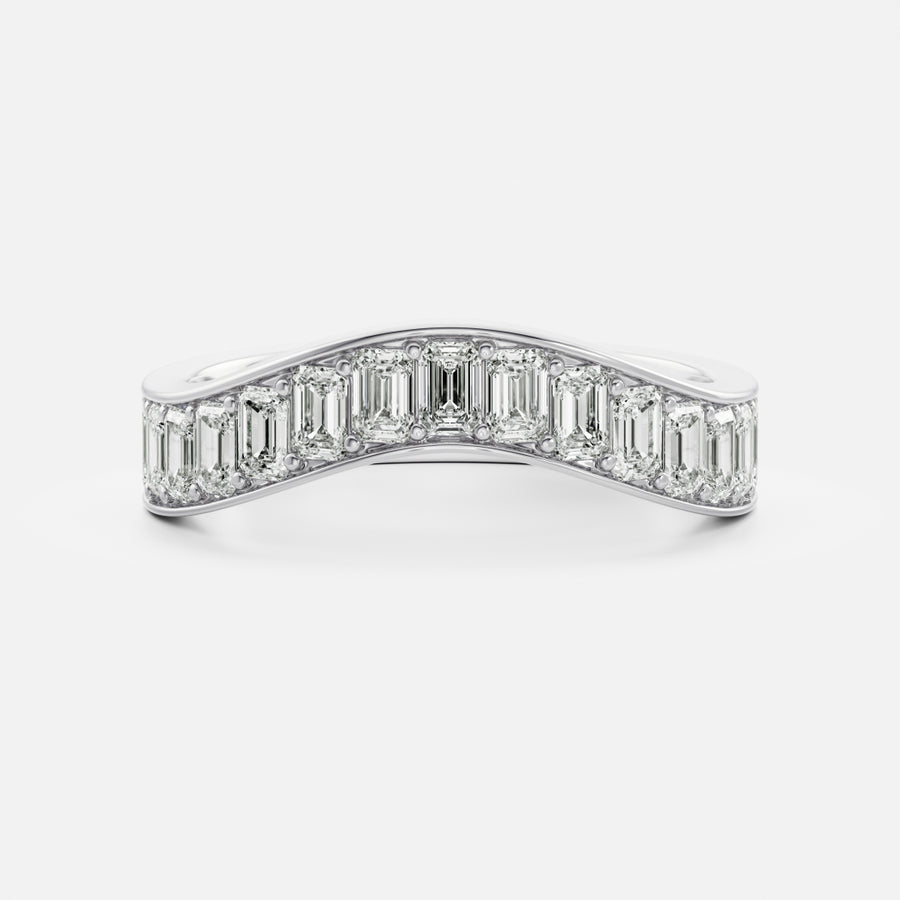 The Arielle Ring - Emerald Curved Wedding Ring