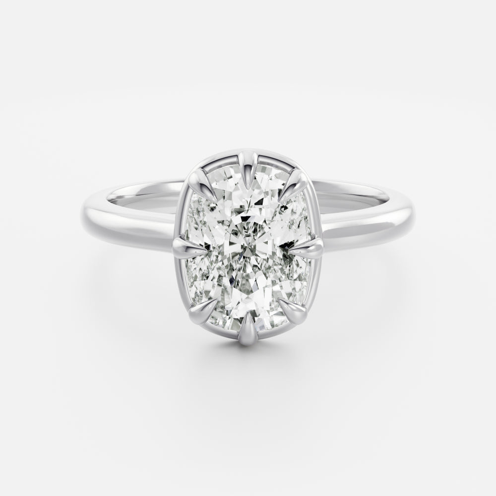 
                      
                        The Ophelia Ring - Elongated Cushion Cathedral Georgian Solitaire
                      
                    
