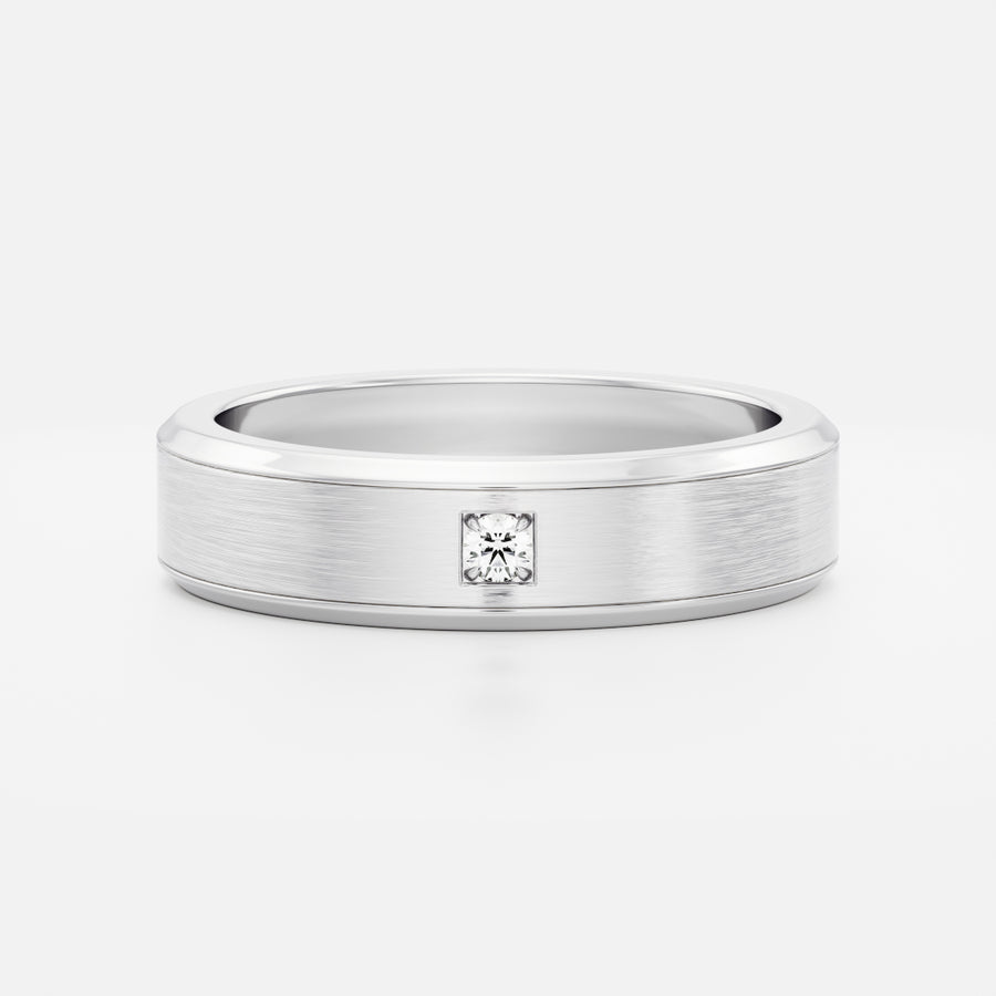 The Adonis Ring - Round Brilliant Inlay Brushed Men's Wedding Band