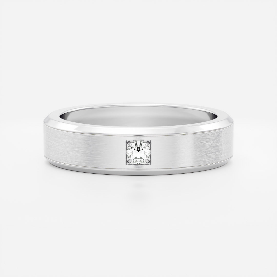 The Adonis Ring - Round Brilliant Inlay Brushed Men's Ceremonial Band