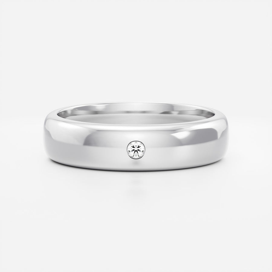 The Alexander Ring -  Round Brilliant Inlay Comfort Fit Men's Wedding Band