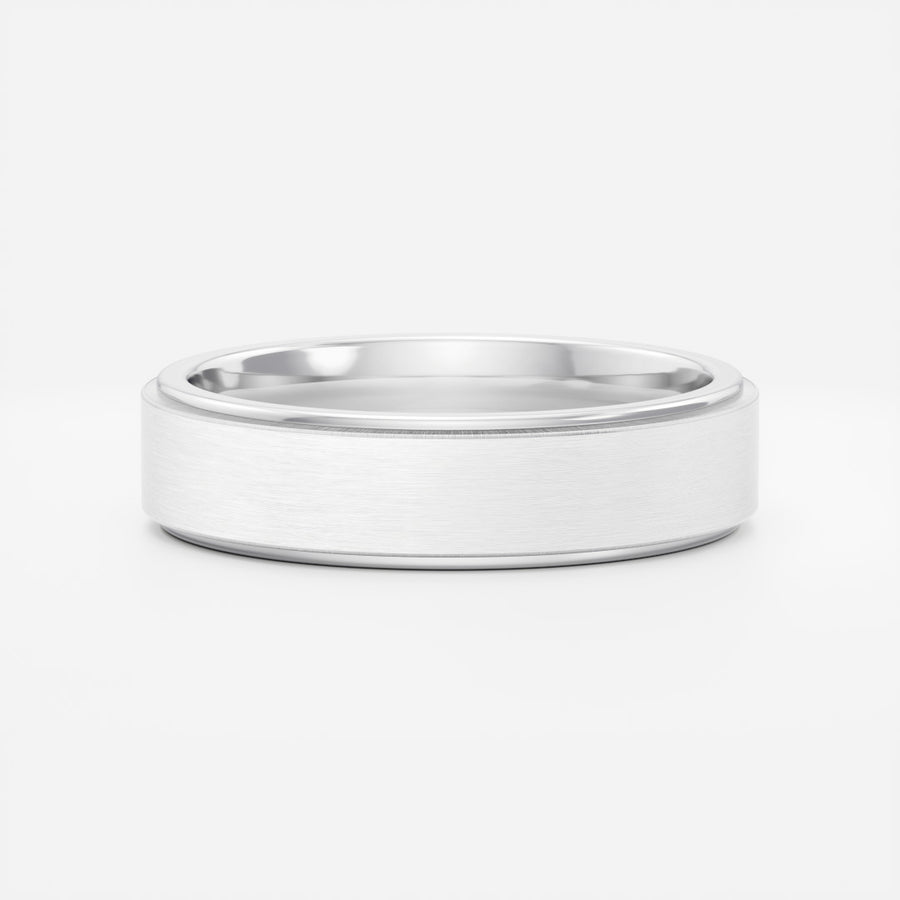 The Leon Ring - Flat Bevelled Edge Brushed Men's Wedding Band