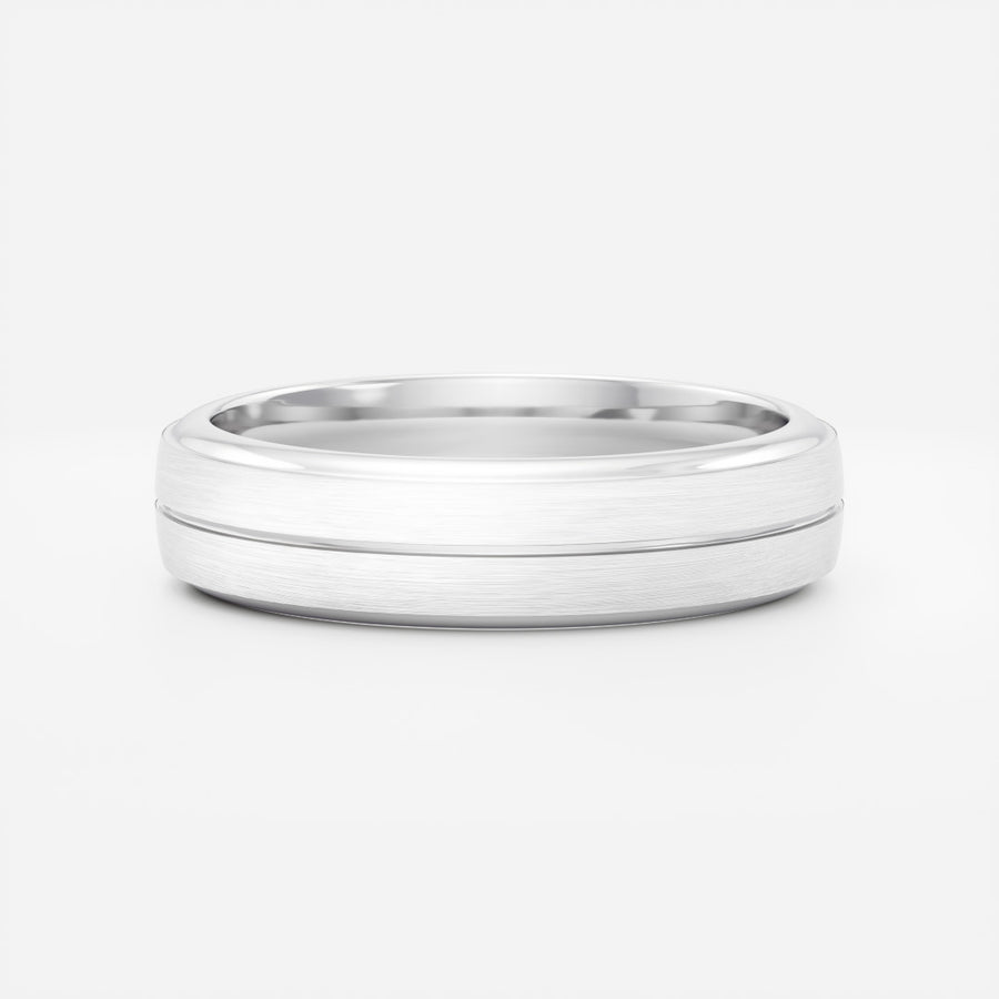 The Nikos Ring - Singular Grooved Brushed Men's Wedding Band