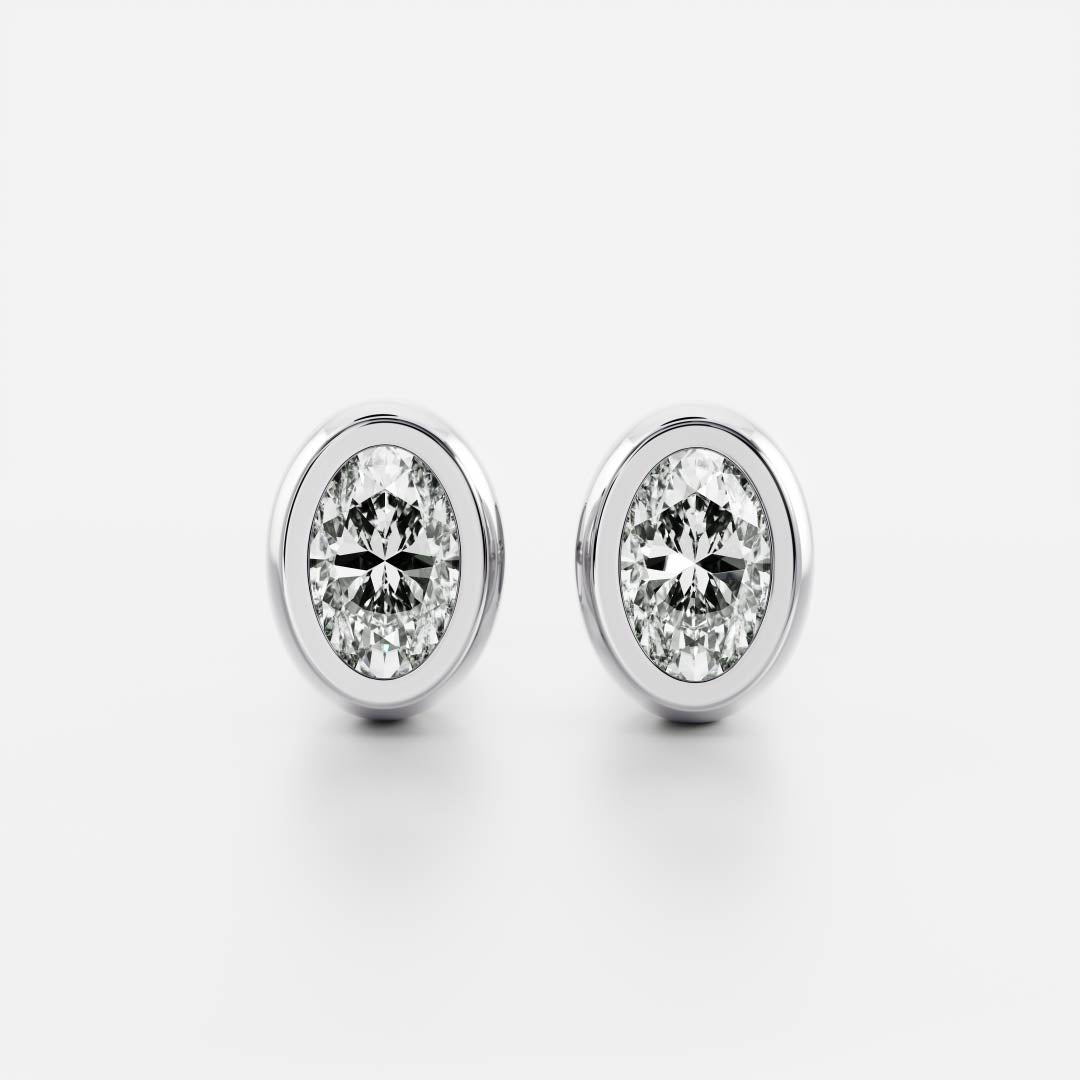 The Vera Earrings - Oval Bezel Studs