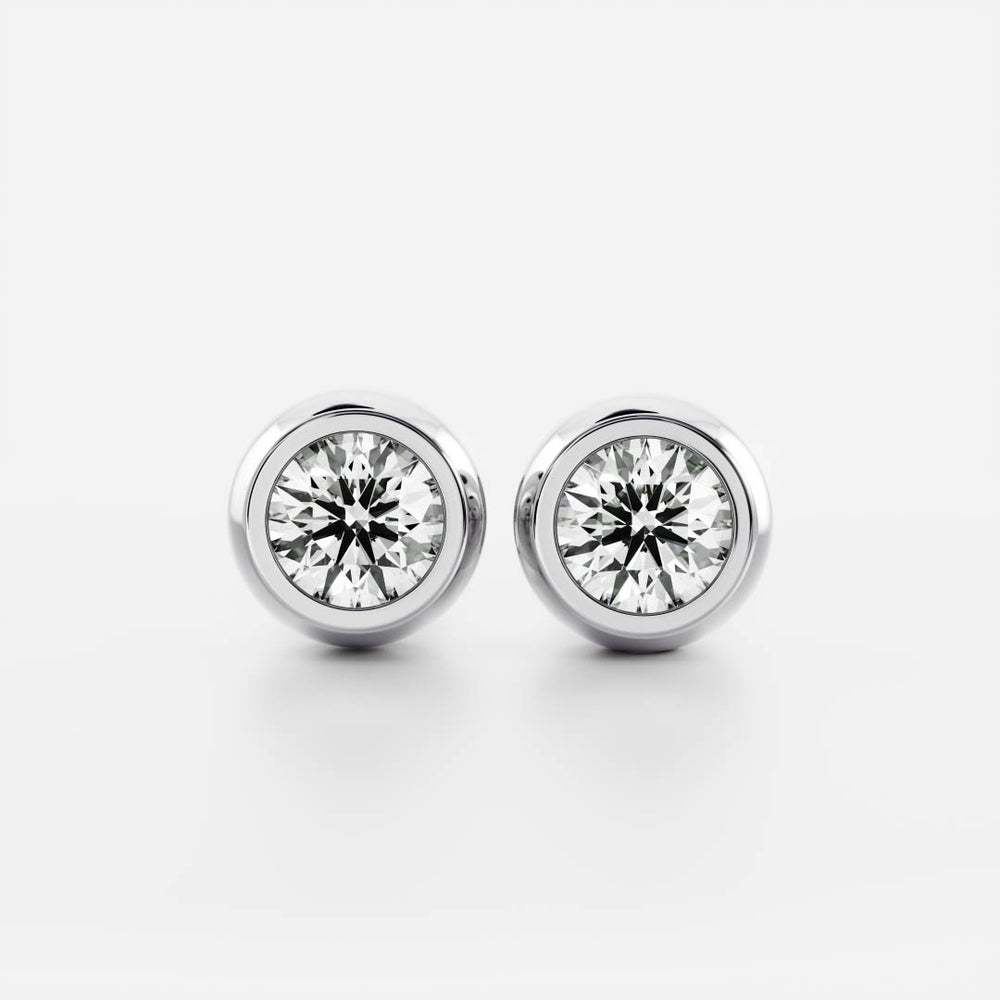 The Vera Earrings - 0.5ct Moissanite Round Bezel Studs