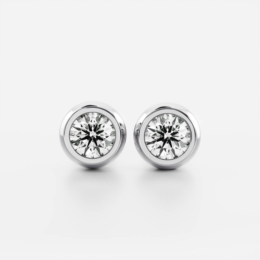 The Vera Earrings - 0.5ct Moissanite Round Bezel Studs