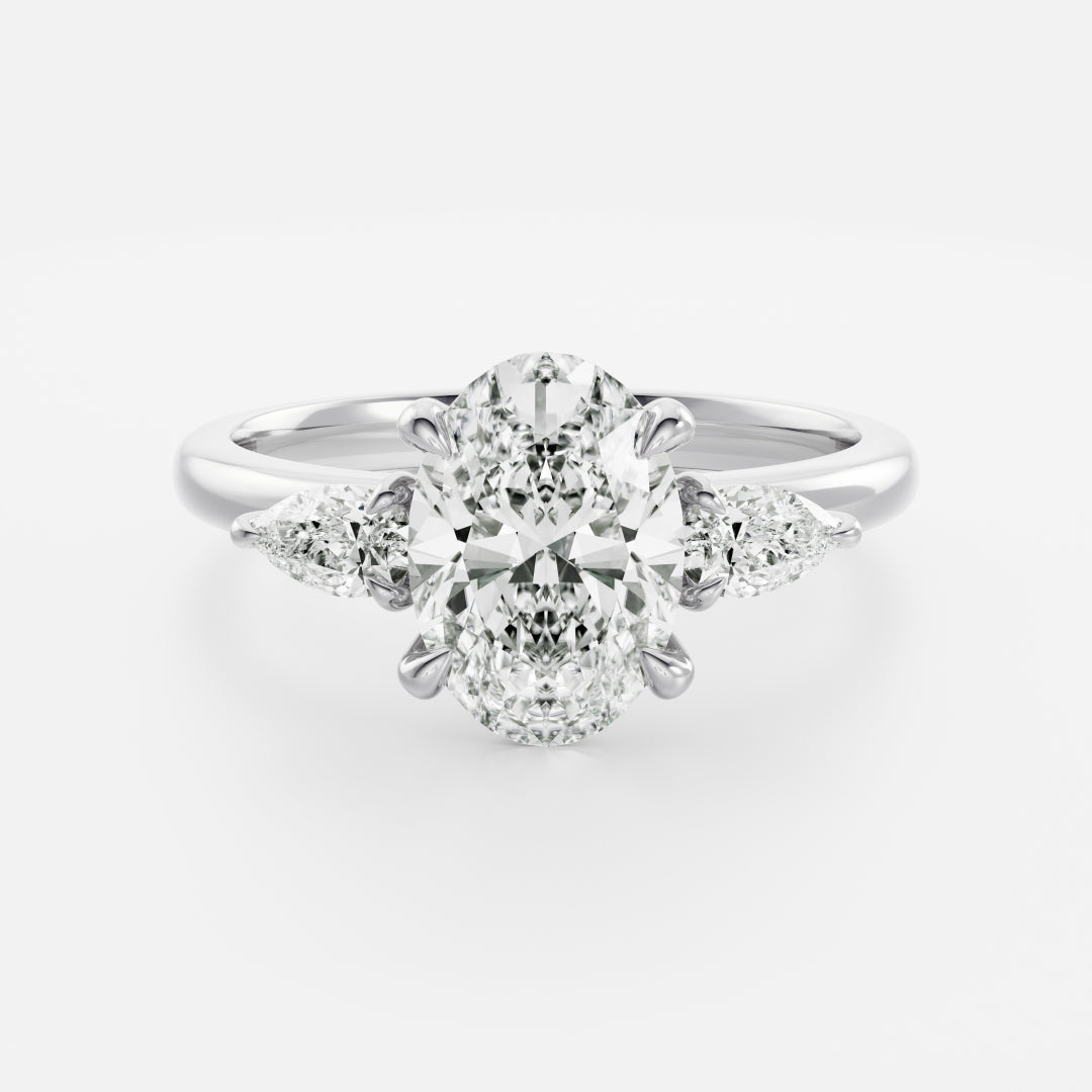 The Emilia Ring - Oval and Pear Basket Trilogy