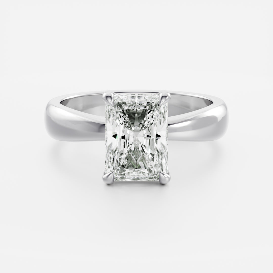 The Amalia Ring - Radiant Tapered Solitaire