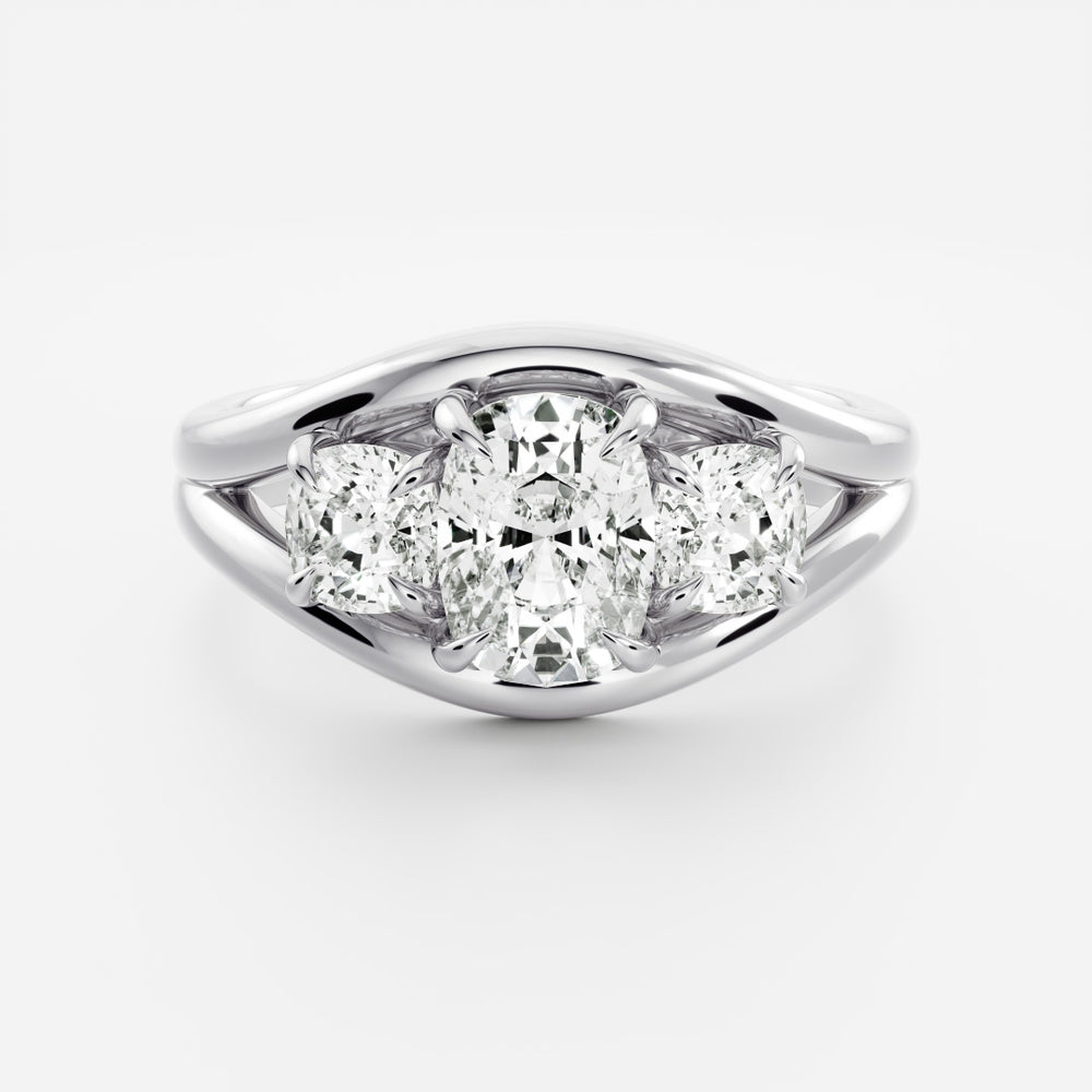 
                      
                        The Oriana Ring - Split Shank Elongated Cushion and Cushion Trilogy
                      
                    