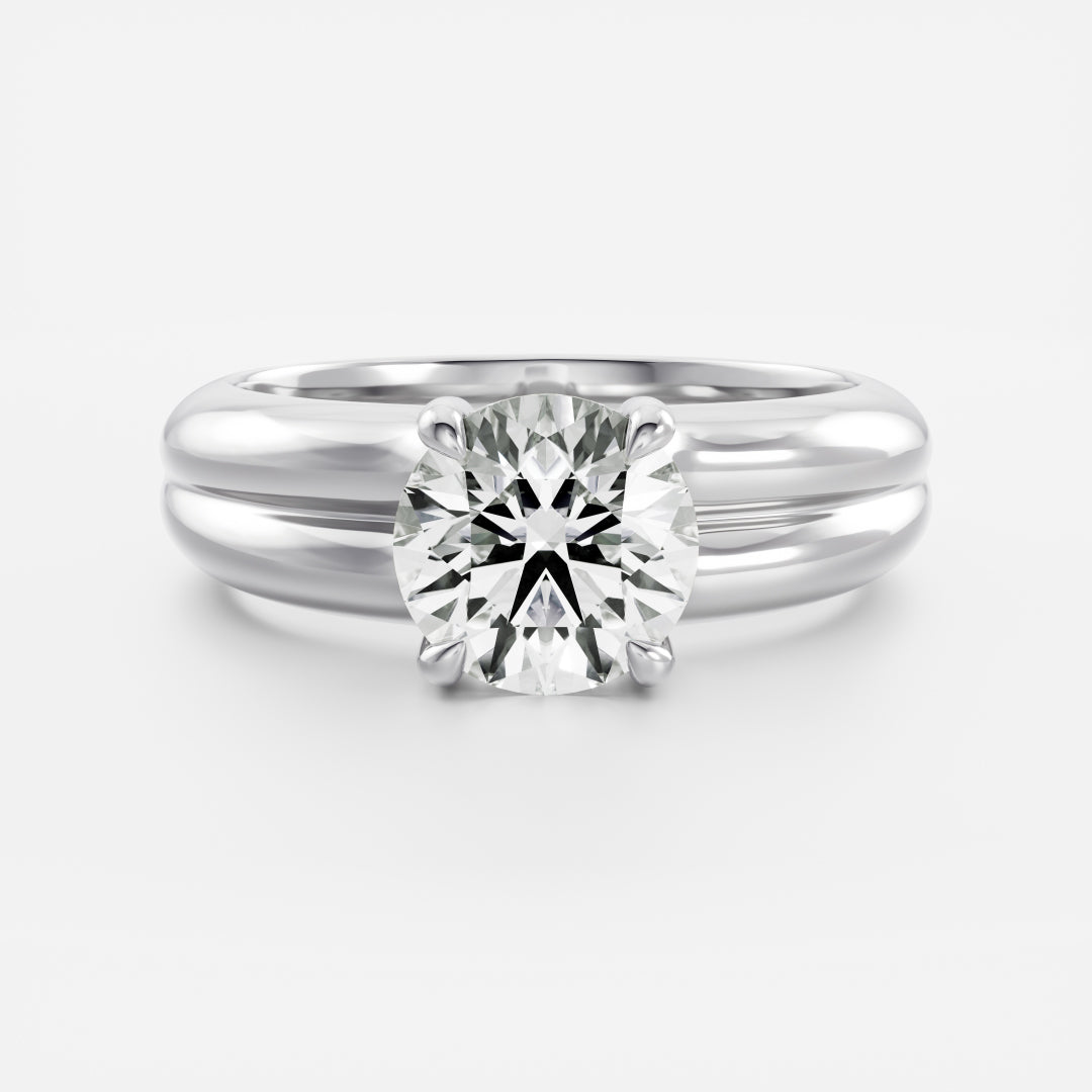 The Adele Ring - Low Set Round Double Band Solitaire
