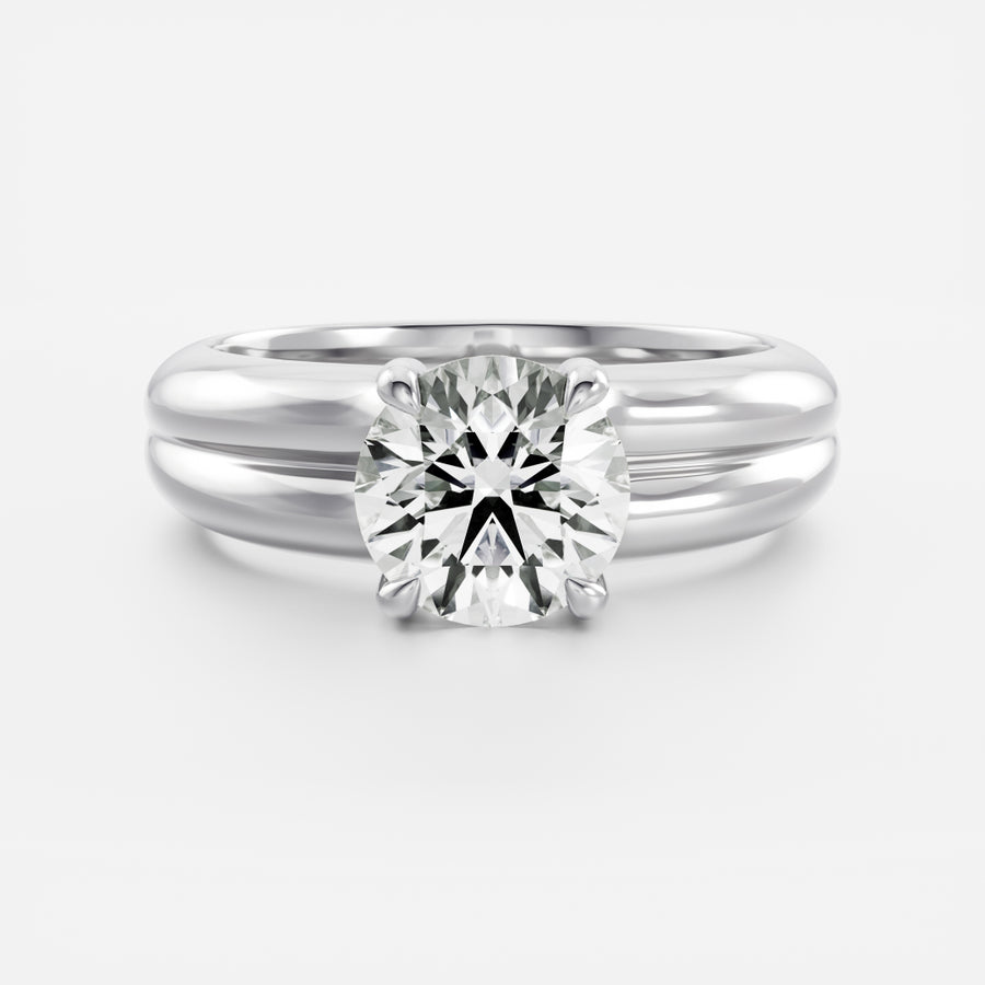 The Adele Ring - Low Set Round Double Band Solitaire