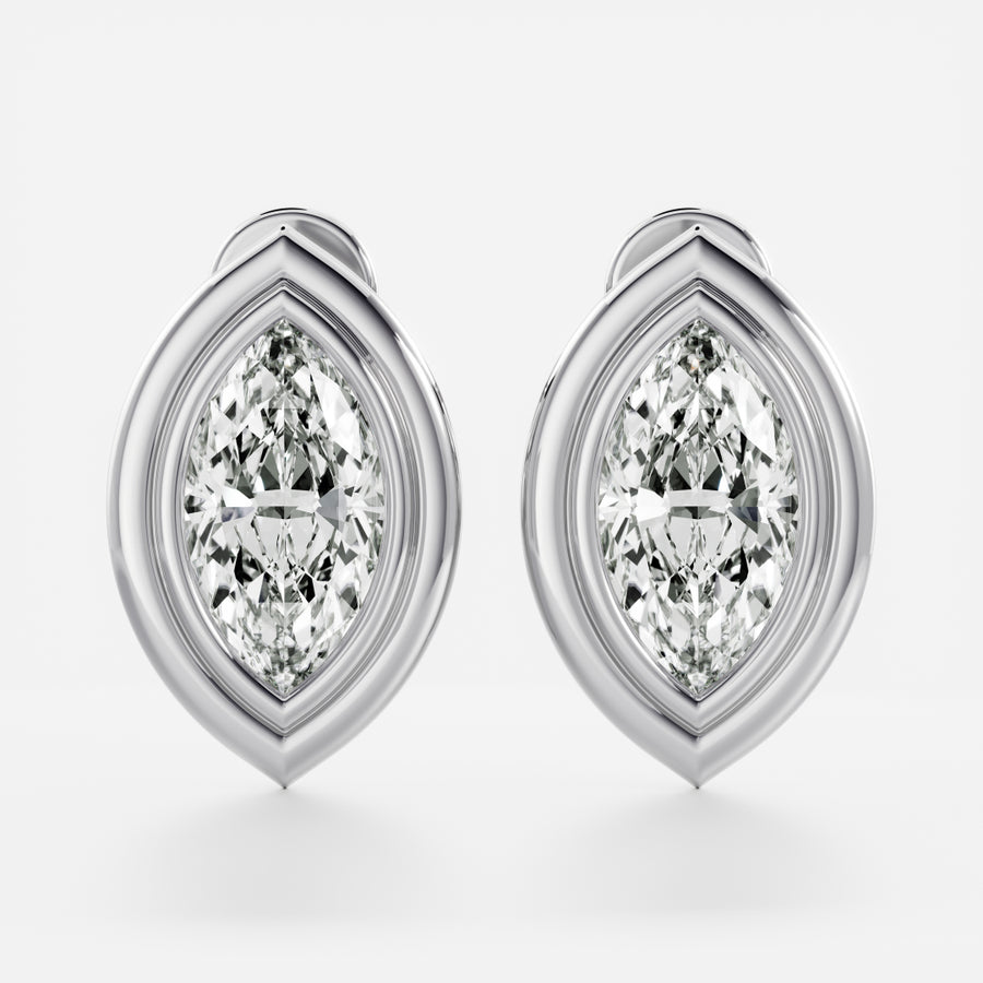 The Adira Earrings - Marquise Double Bezel Studs