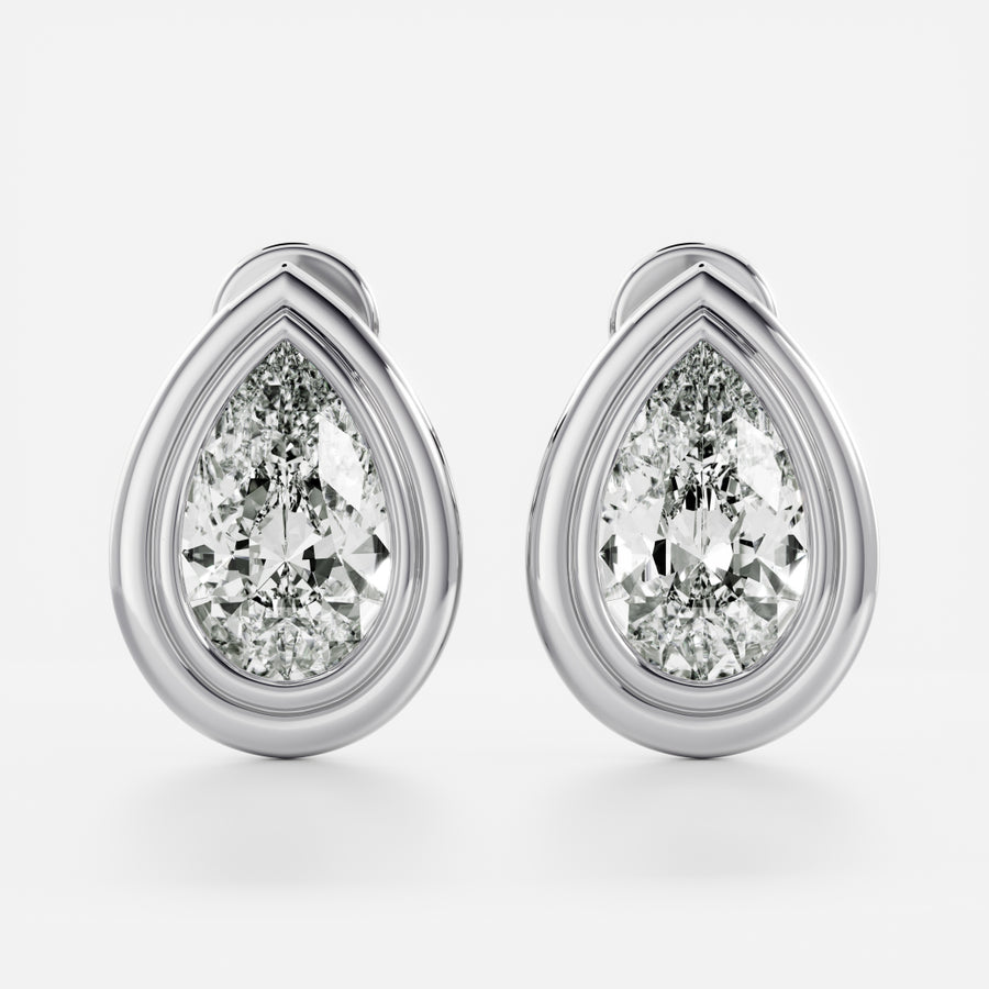 The Adira Earrings - Pear Double Bezel Studs