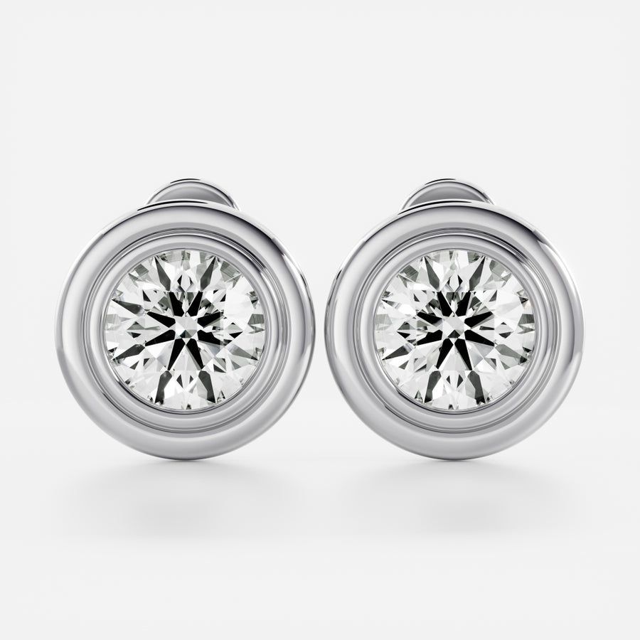The Adira Earrings - Round Double Bezel Studs