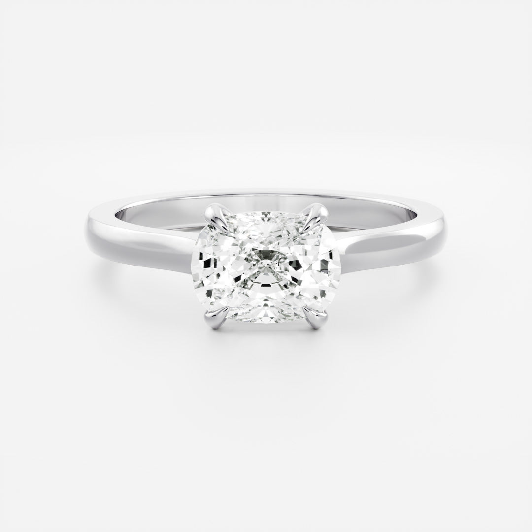 The Ophelia Ring - East-West Elongated Cushion Cathedral Solitaire