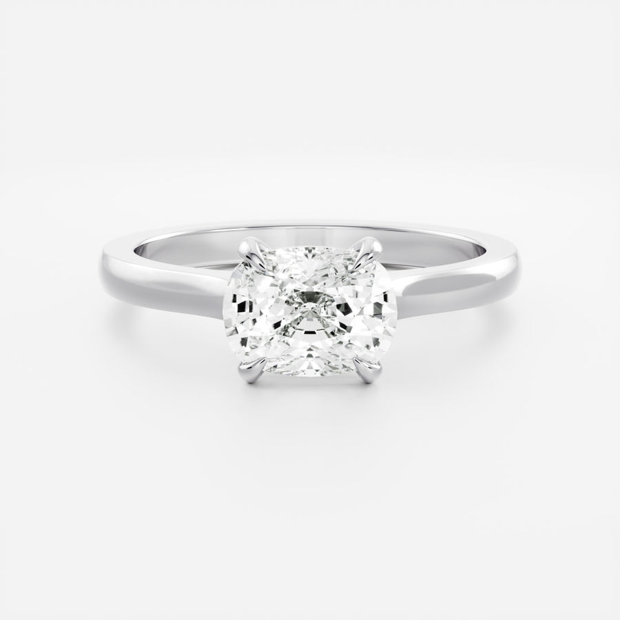 The Ophelia Ring - East-West Elongated Cushion Cathedral Solitaire