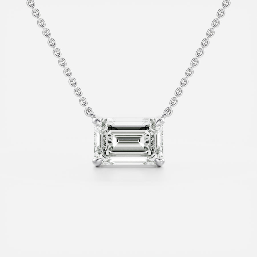 The Iris Necklace - East-West Emerald Pendant