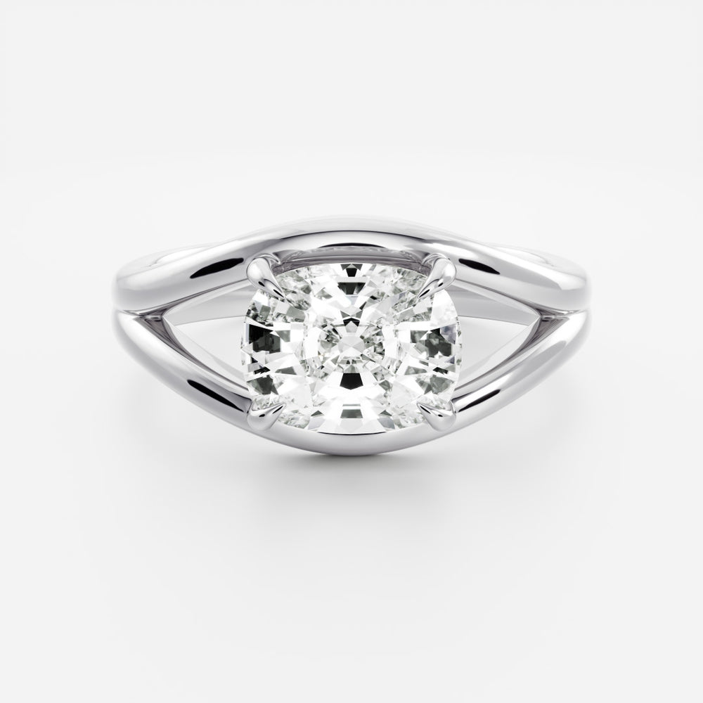 
                      
                        The Aleasa Ring - Split Shank East-West Elongated Cushion Solitaire
                      
                    