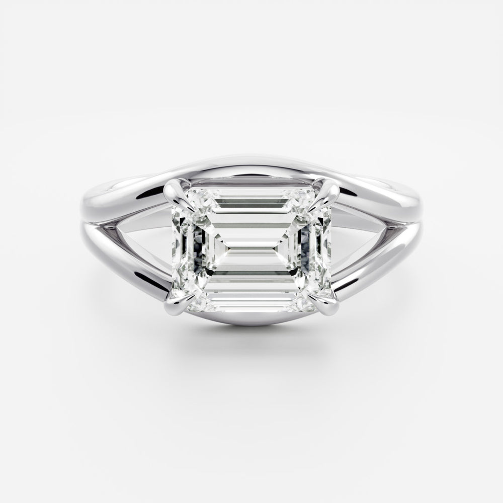 
                      
                        The Aleasa Ring - Split Shank East-West Emerald Solitaire
                      
                    