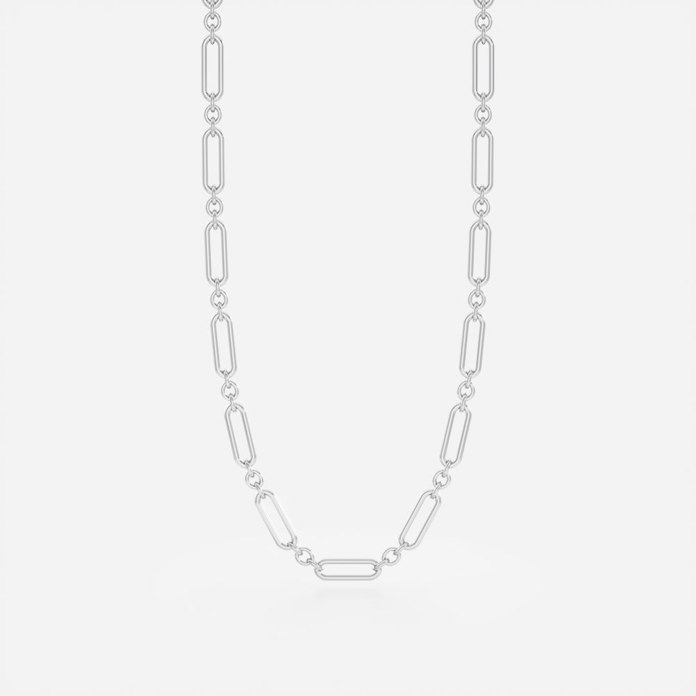 9k White Gold Paperclip Figaro Chain