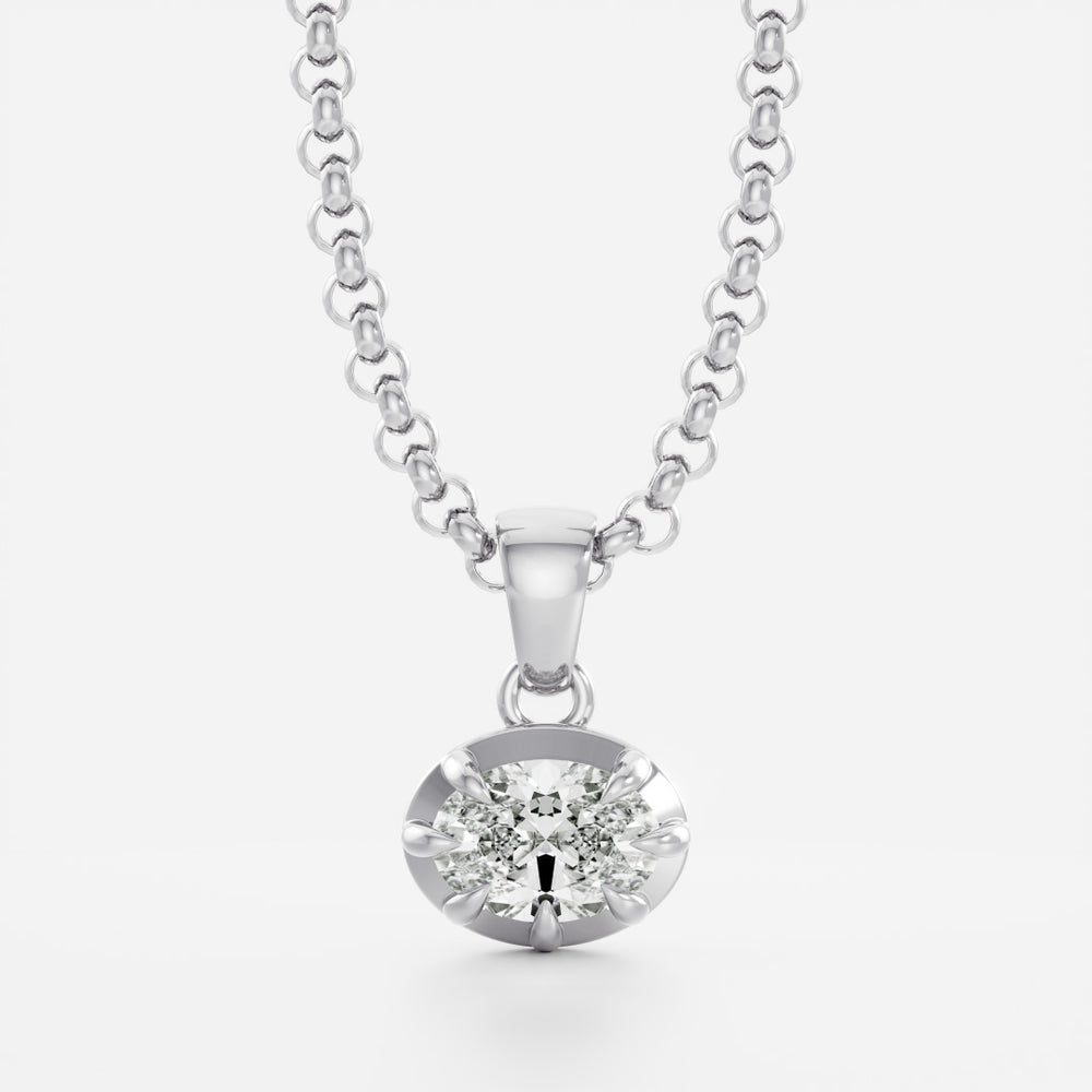 
                      
                        The Allegra Pendant - Oval Pendant with Belcher Chain
                      
                    