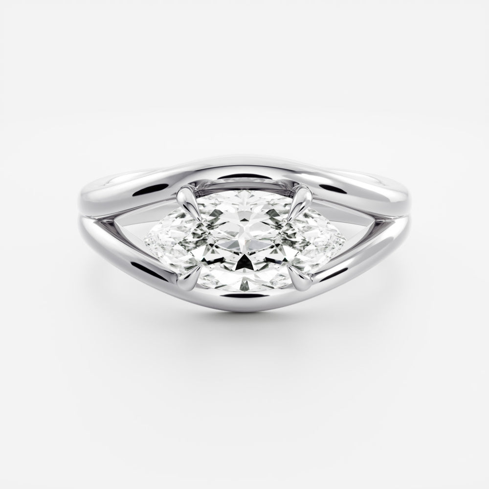 The Aleasa Ring - 1.83ct Lab Diamond Split Shank East-West Marquise Solitaire