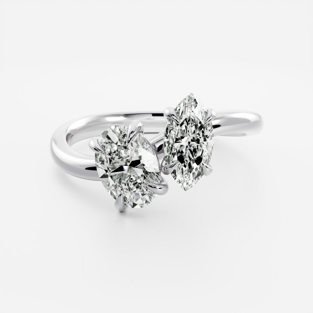 
                      
                        The Athaliah Ring - Oval and Marquise Curved Toi et Moi
                      
                    