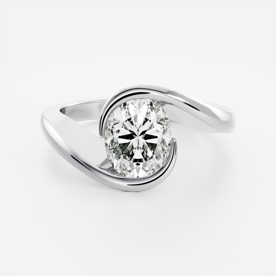 The Sorelle Ring - Suspended Oval Solitaire Wrap Ring