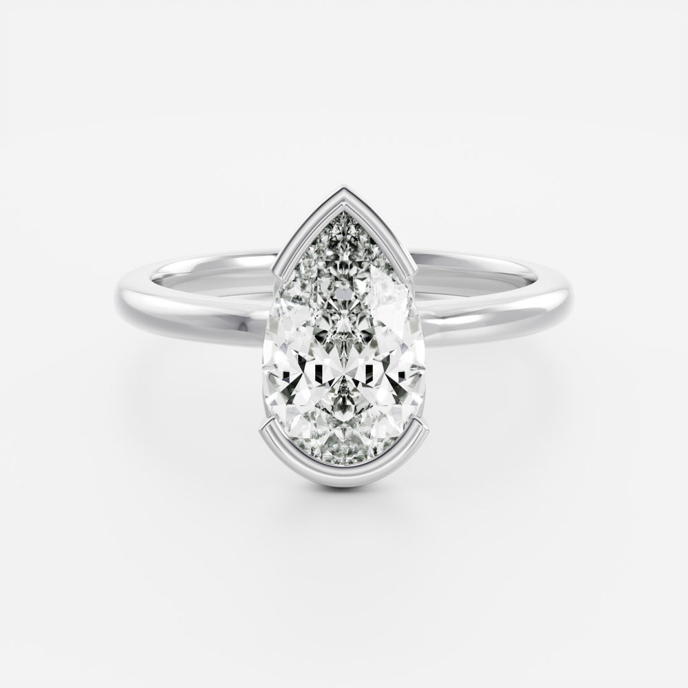 
                      
                        The Sophia Ring - Pear Half Bezel Solitaire
                      
                    