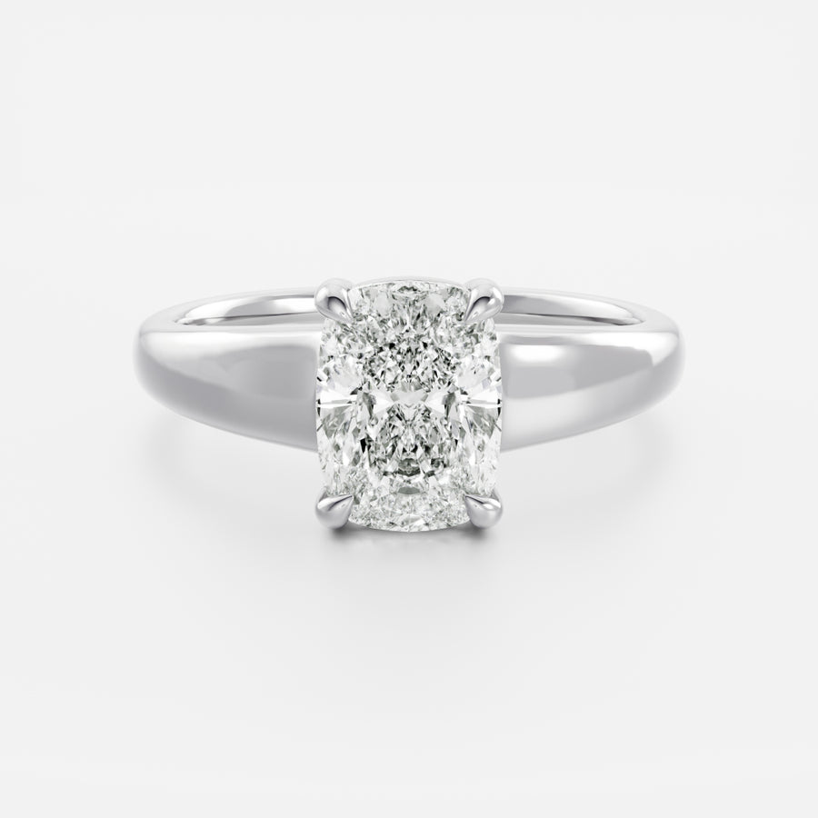 The Alba Ring - Elongated Cushion Reverse Taper Solitaire