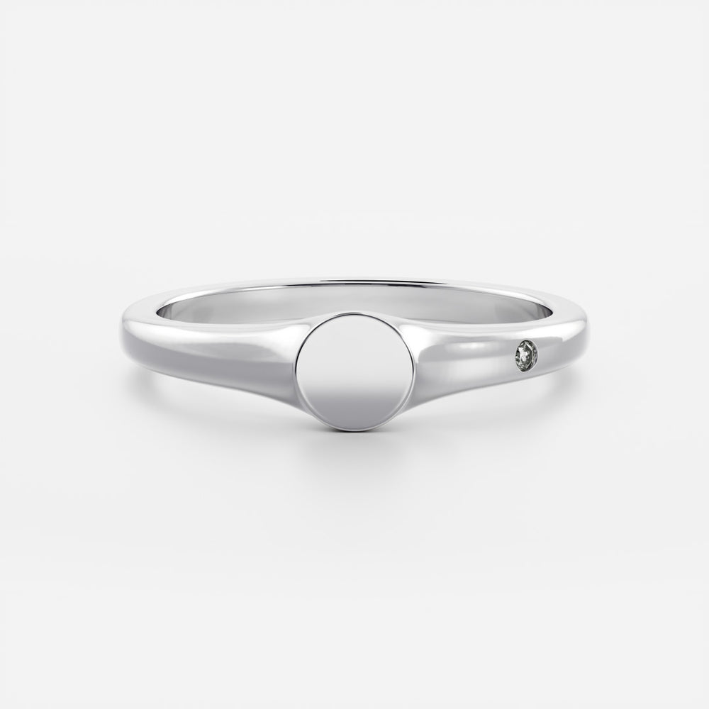 
                      
                        Signature Petite Round Signet Ring
                      
                    