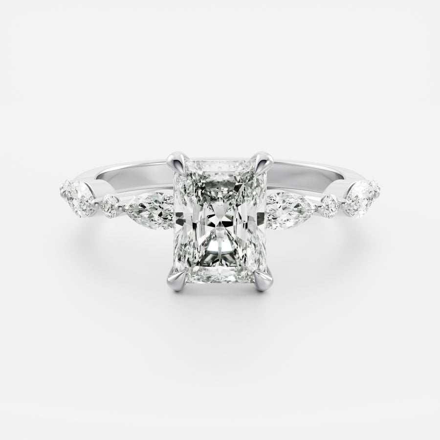 The Celeste Ring - Radiant With Marquise and Round Brilliant Band