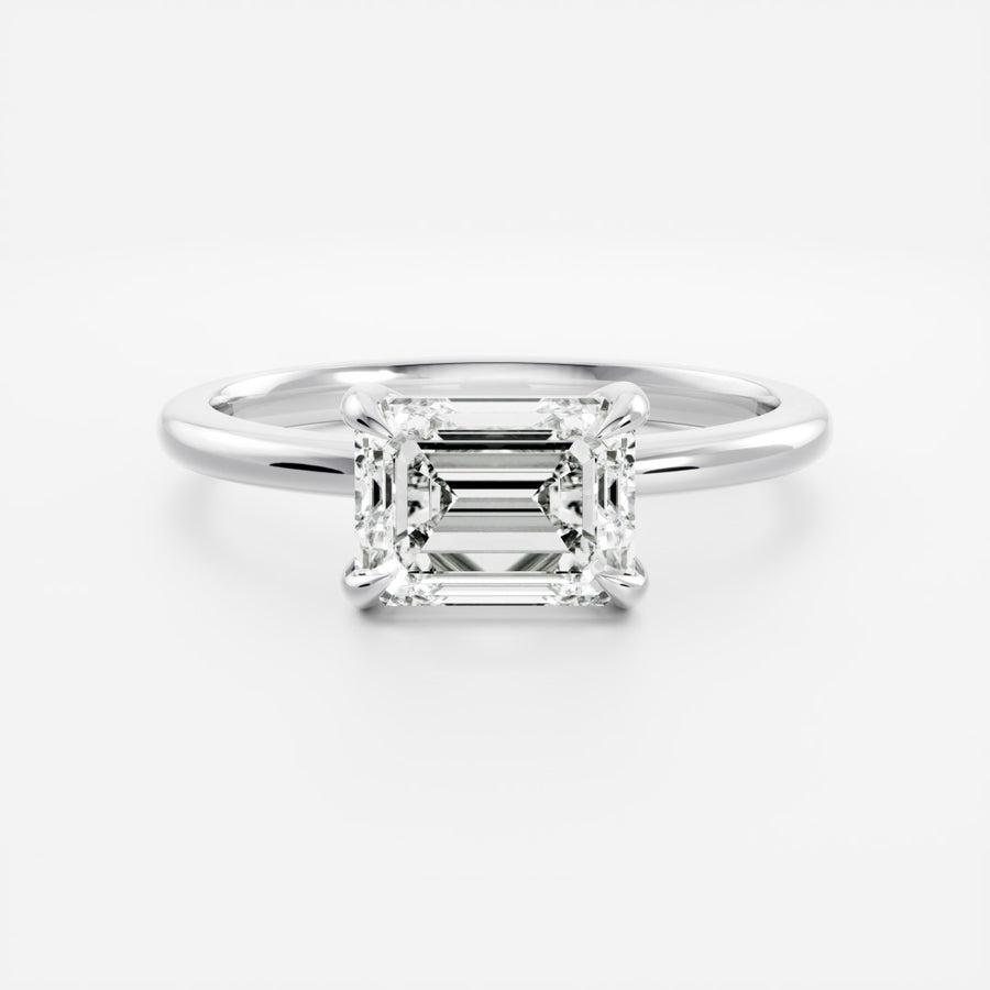 The Cora Ring - East-West Emerald Solitaire