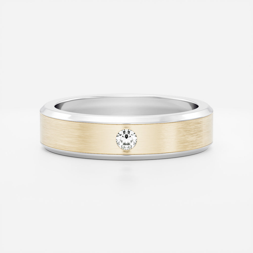 
                      
                        The Adonis Ring - Round Brilliant Inlay Brushed Men's Ceremonial Band
                      
                    