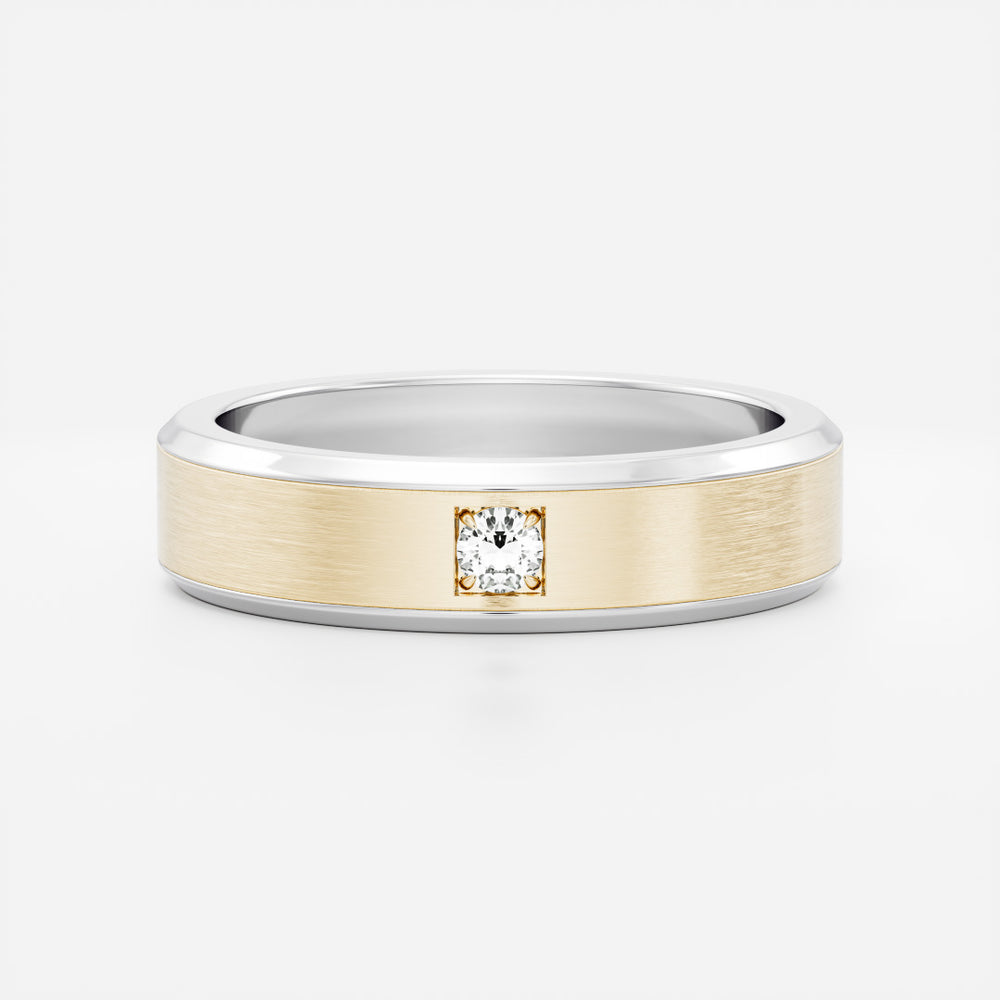 
                      
                        The Adonis Ring - Round Brilliant Inlay Brushed Men's Ceremonial Band
                      
                    