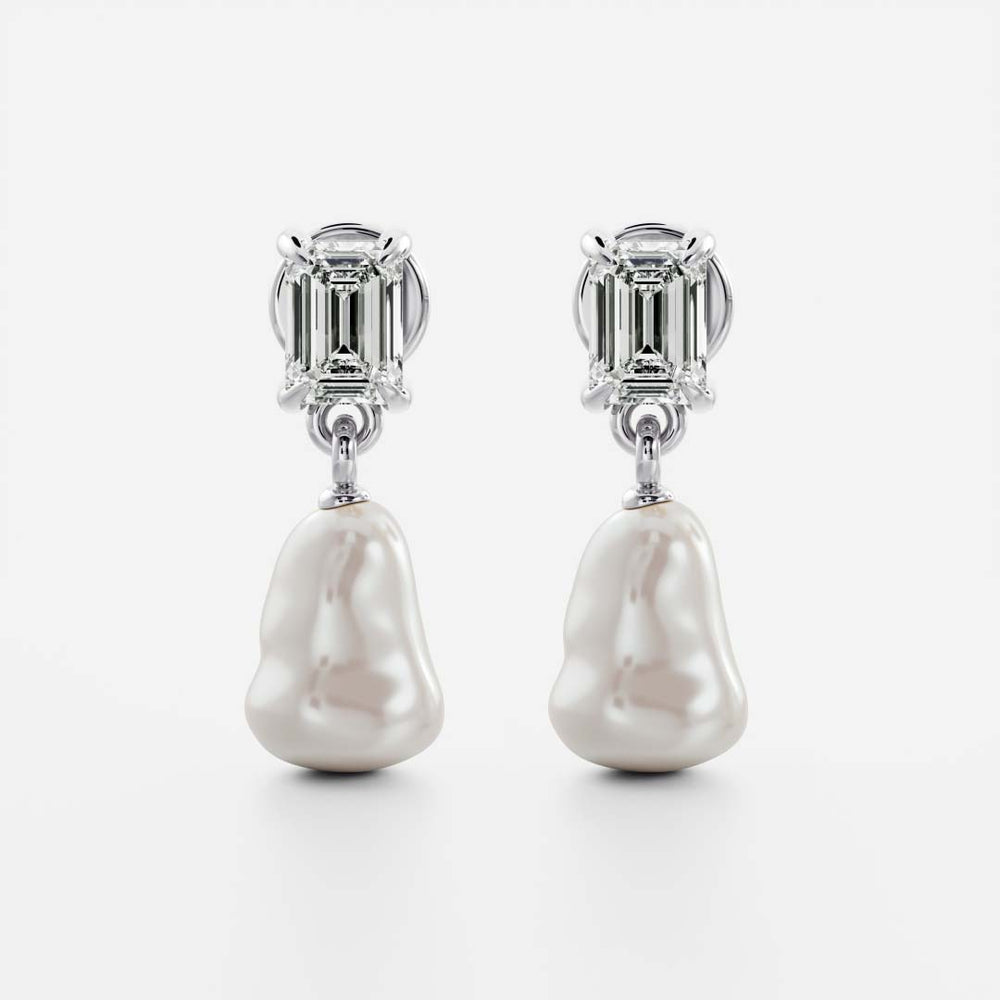 
                      
                        The Angelina Earrings - Keshi Pearl Emerald Drop Earrings
                      
                    