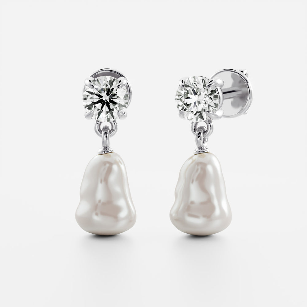 
                      
                        The Angelina Earrings - Keshi Pearl Round Drop Earrings
                      
                    