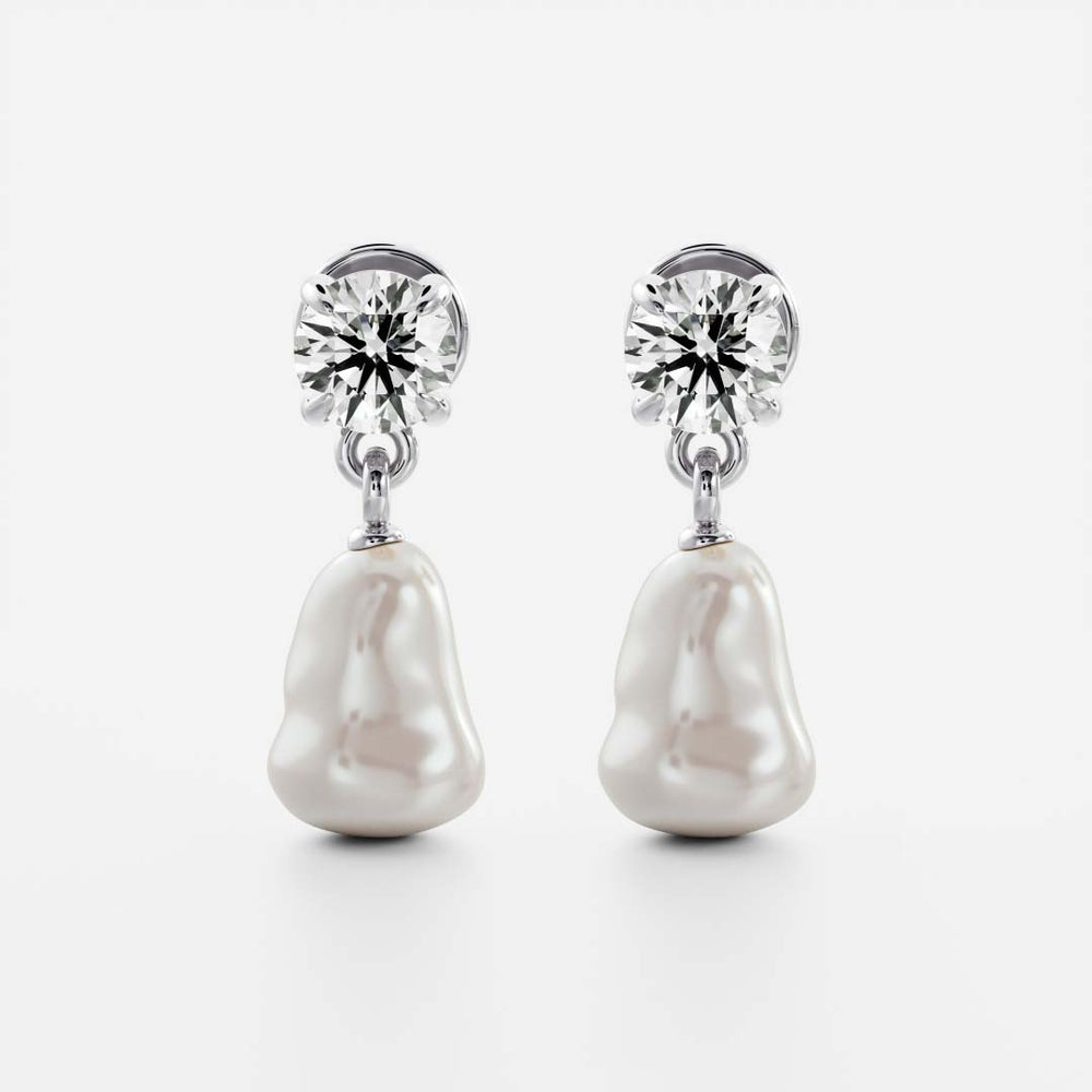 
                      
                        The Angelina Earrings - Keshi Pearl Round Drop Earrings
                      
                    