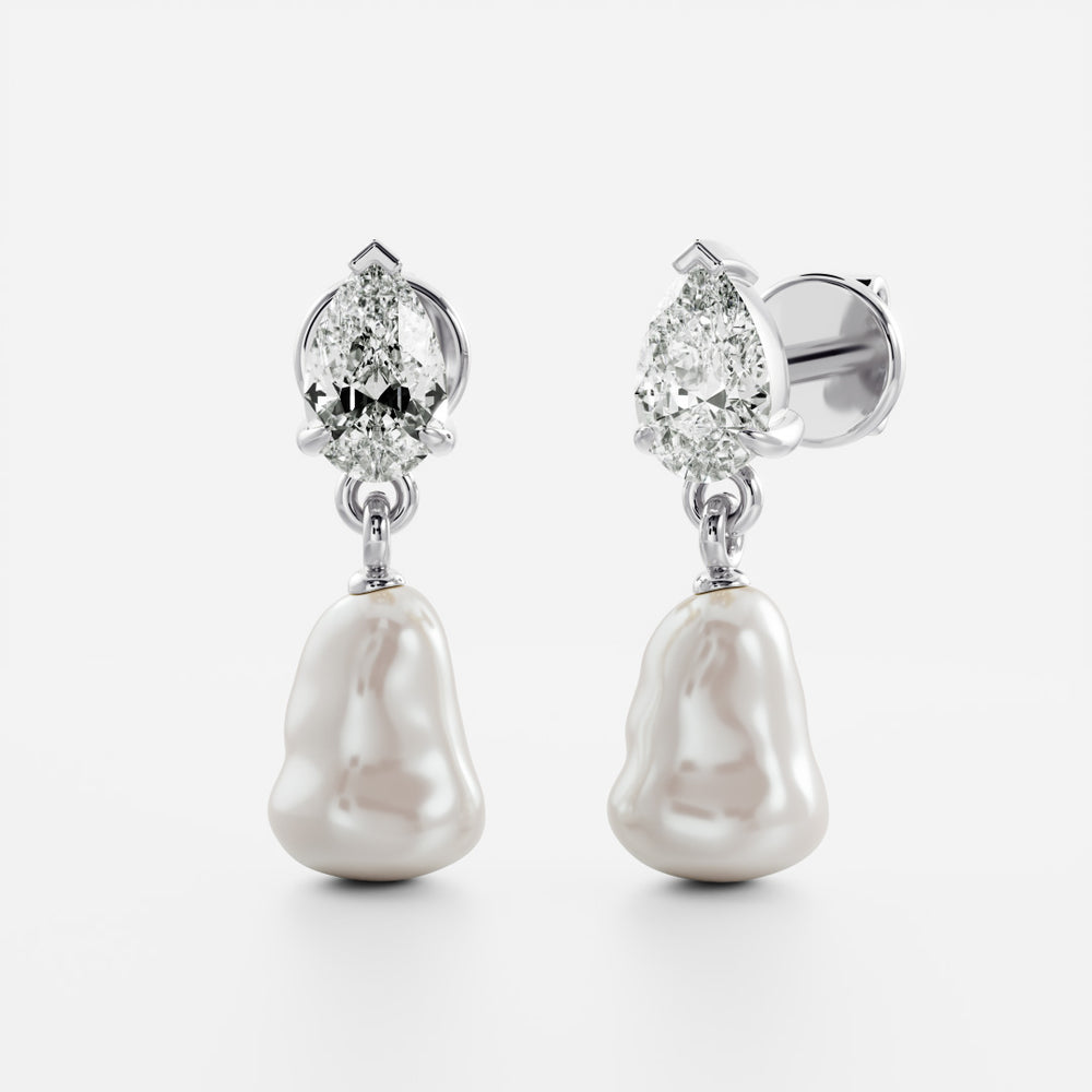 
                      
                        The Angelina Earrings - Keshi Pearl Pear Drop Earrings
                      
                    