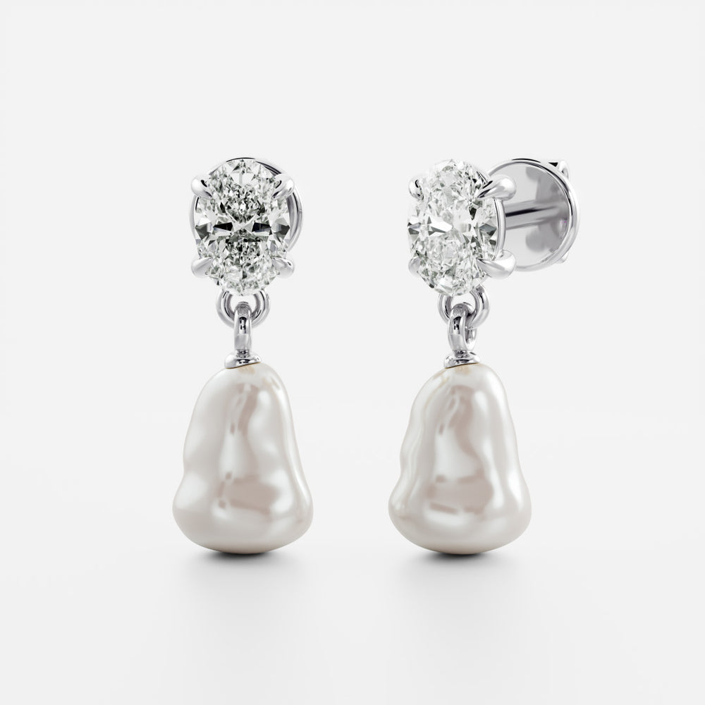 
                      
                        The Angelina Earrings - Keshi Pearl Oval Drop Earrings
                      
                    