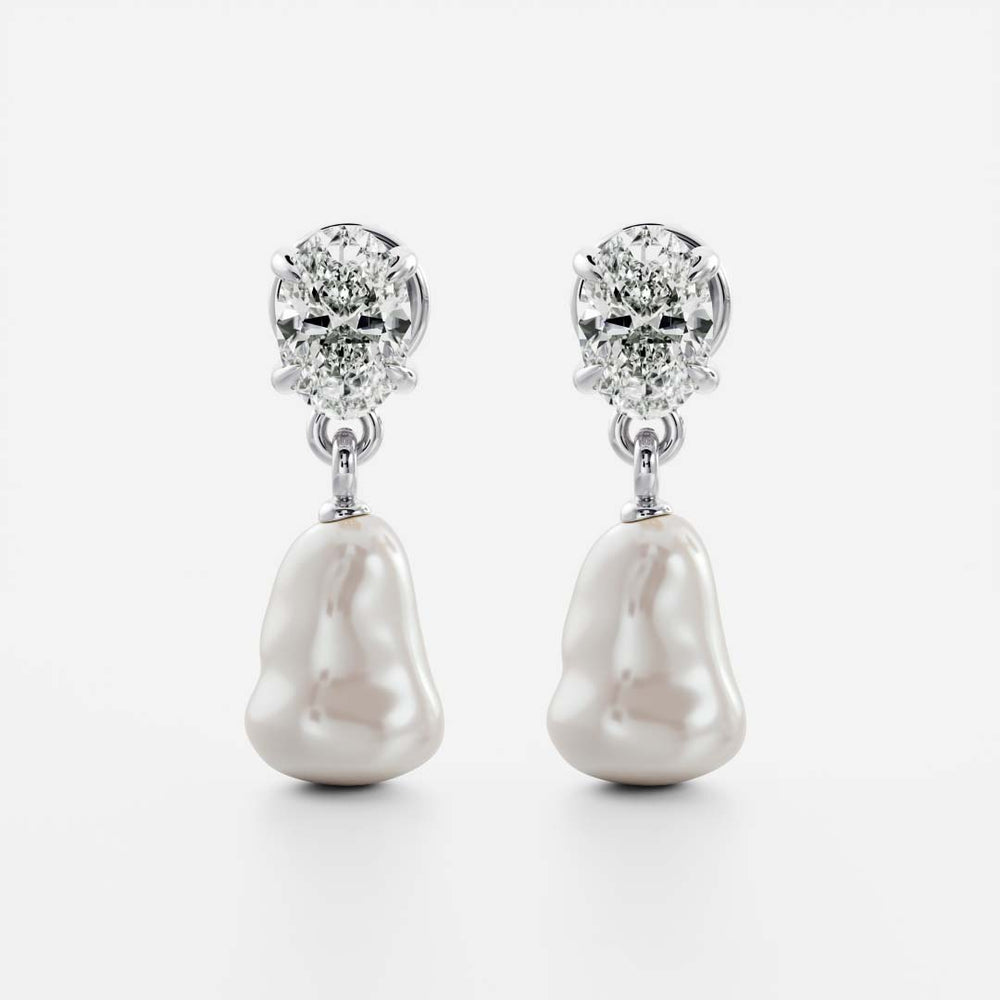 
                      
                        The Angelina Earrings - Keshi Pearl Oval Drop Earrings
                      
                    