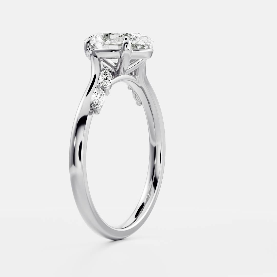The Amira Ring - 1.5ct Moissanite Oval with Marquise Accents