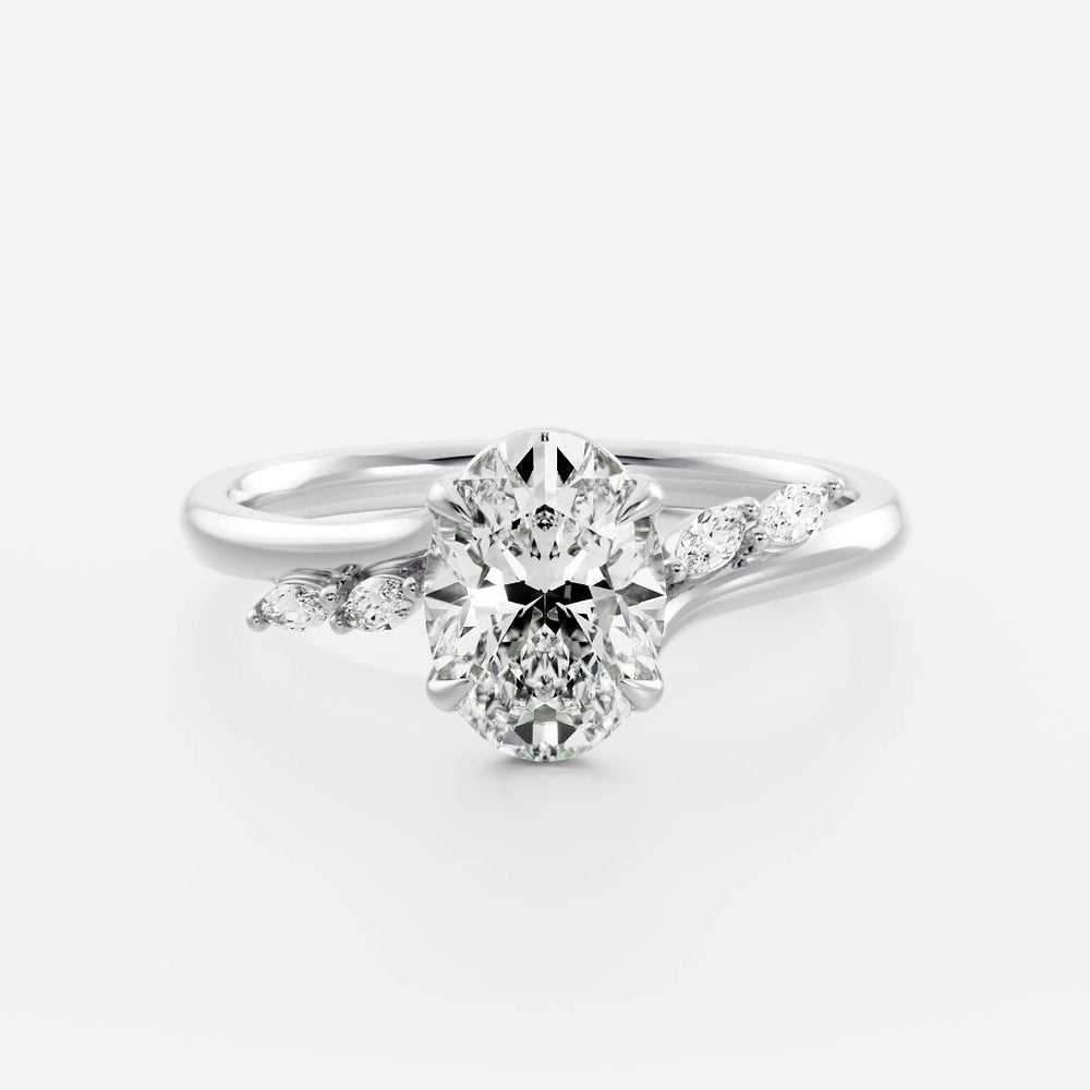 The Amira Ring™- 1.50ct Lab Grown Diamond Oval with Marquise Accents