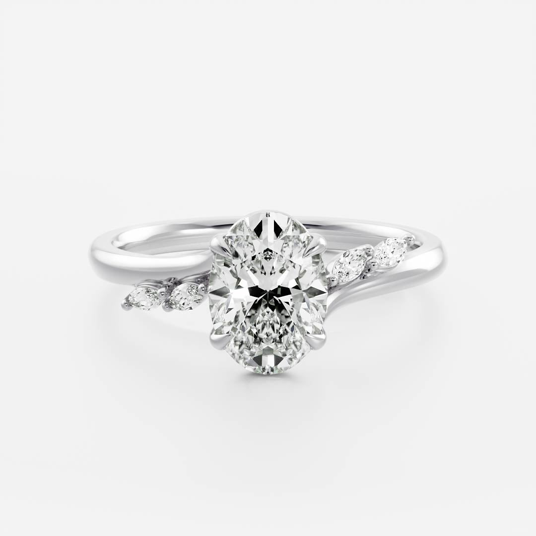 The Amira Ring™ - 2.1ct Moissanite Oval with Marquise Accents