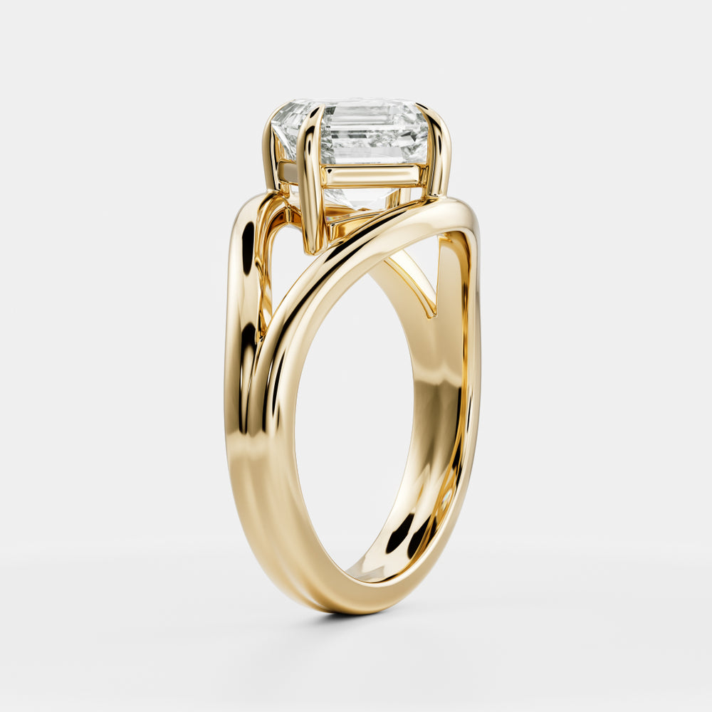 
                      
                        The Aleasa Ring - Split Shank East-West Asscher Solitaire
                      
                    