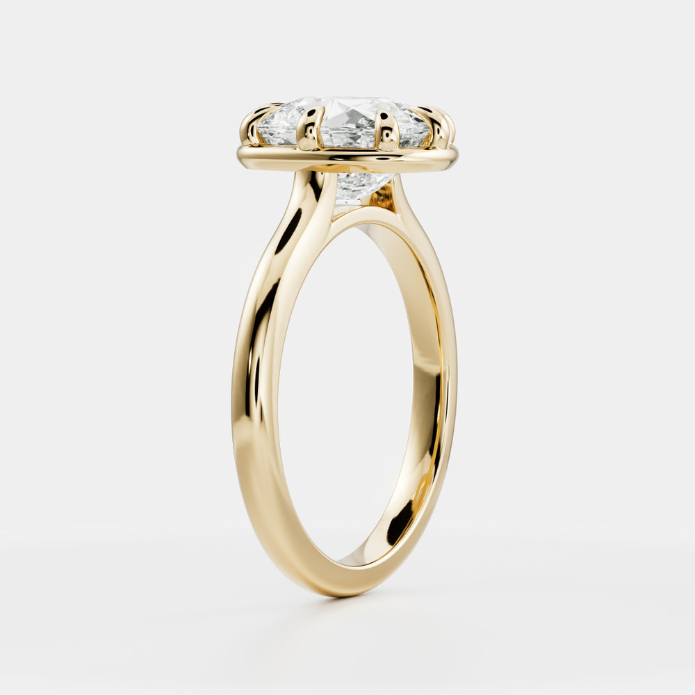 
                      
                        The Ophelia Ring - Elongated Cushion Cathedral Georgian Solitaire
                      
                    