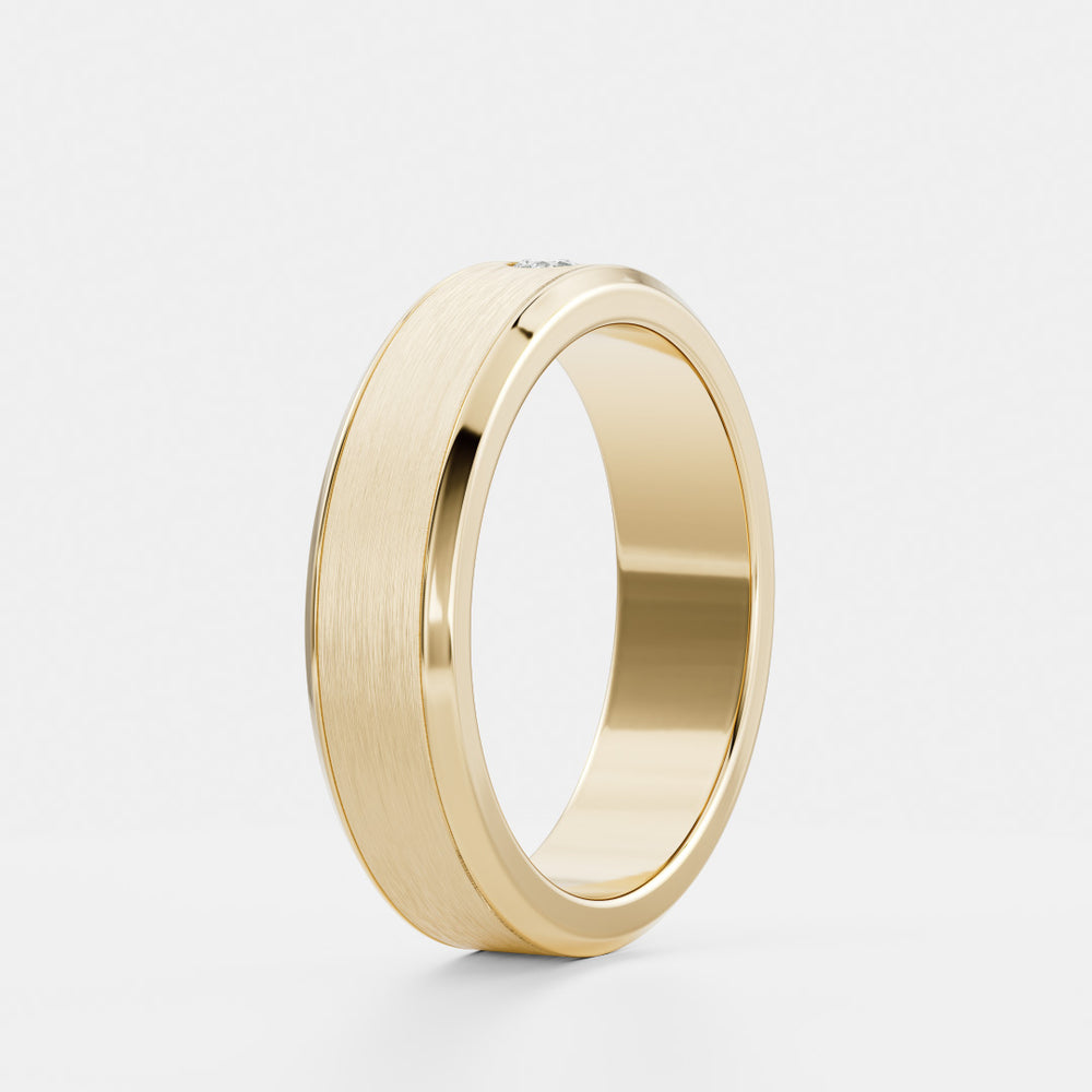 
                      
                        The Adonis Ring - Round Brilliant Inlay Brushed Men's Ceremonial Band
                      
                    