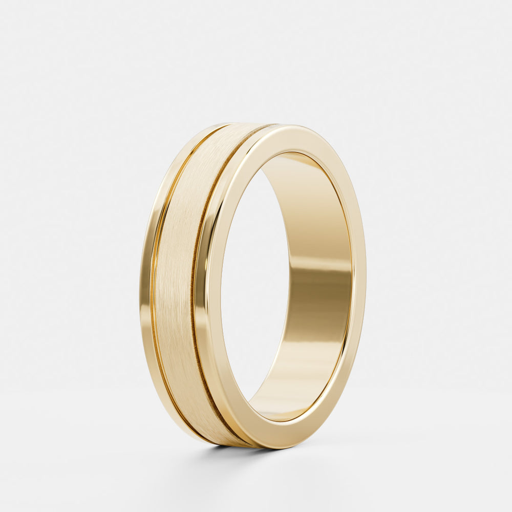 
                      
                        The Hugo Ring - Brushed Dual Grooved Men's Ceremonial Band
                      
                    