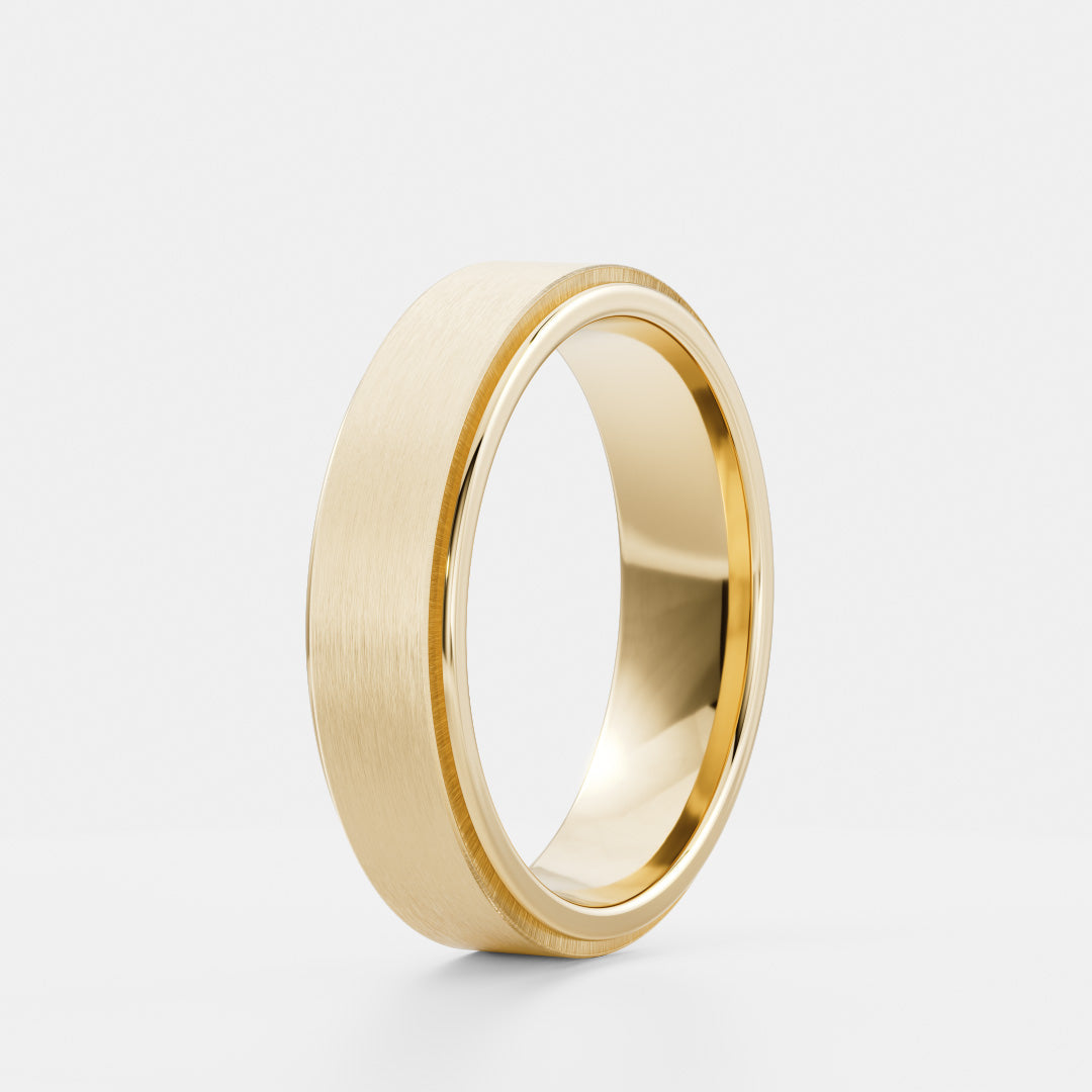Brushed Metal Flat Beveled Edge Men's Wedding Band - TMC Fine
