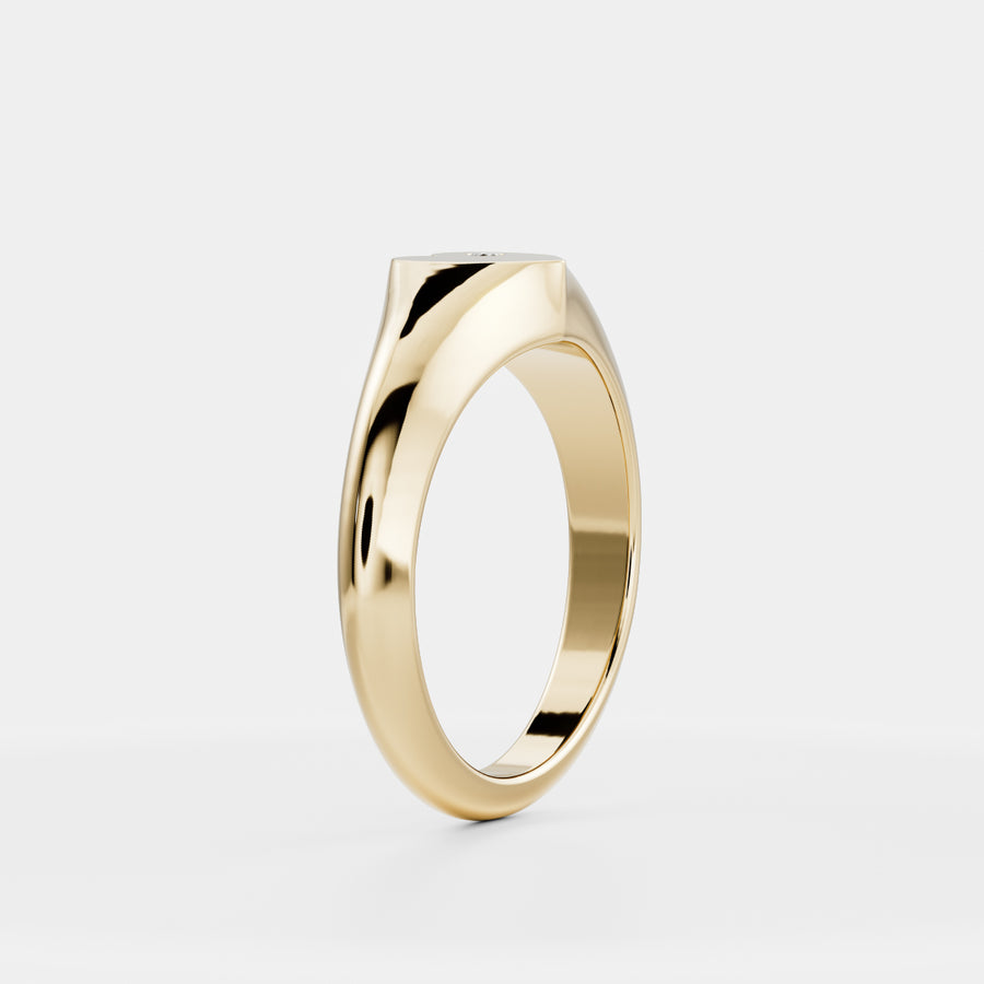 The Romy Ring - Signature Heart Inlay Signet - 9K Yellow Gold